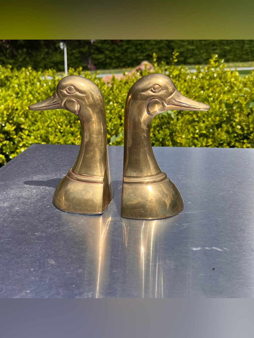 Vintage Brass Duck Head Bookends - Set of 2